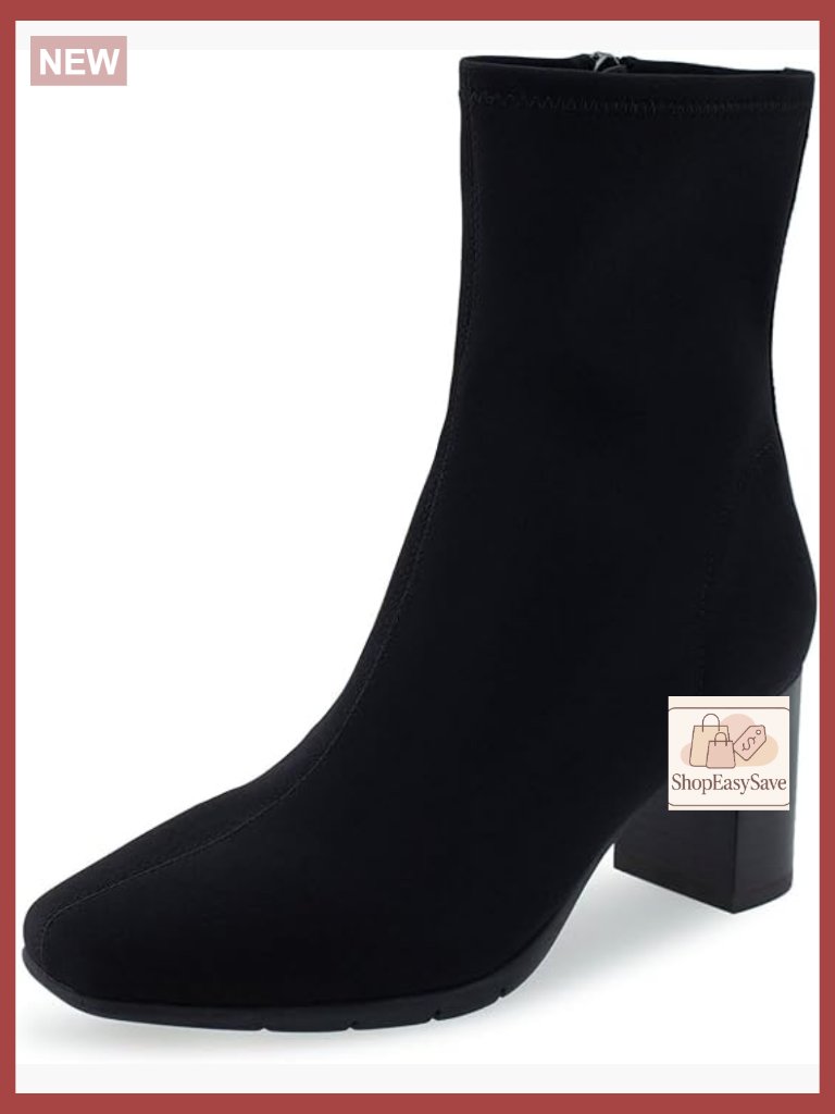 Women's Miley Ankle Bootie Block Heel Stretch Upper Side Zipper Memory Foam